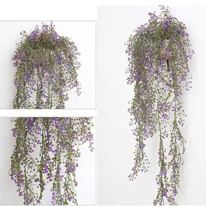 Bunga Buatan Gantung Sutra Mawar Dekorasi Pernikahan Panel Kain Dinding Bunga Buatan Berkualitas Tinggi