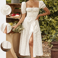 Robe élégante à manches bouffantes et imprimé floral, style européen et américain, pour femme, collection 2026, vente en gros, personnalisable