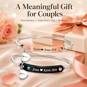 Bracciale Magnetico Abbinato per Lui e Lei Uloveido, con Zirconia Cubica e Acciaio Inossidabile Nero e Oro Rosa - Product Image 4