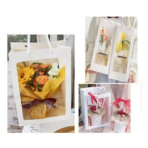 Borsa Regalo Trasparente per Bouquet di Fiori, Sacchetto di Carta Kraft per Shopping e Compleanni, Personalizzabile con Logo, con Finestra - Product Image 6