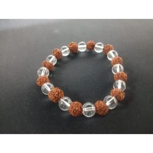 8mm Rudraksha <b>Beaded</b> Mala Clear Quartz <b>Bracelet</b> Unisex Mala Jewelry for <b>Men</b> handmade bulk product - Product Image 4