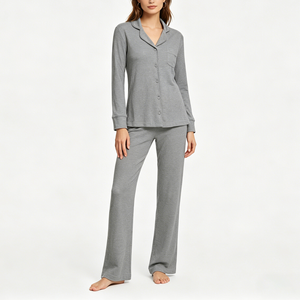 Pigiama da <span class=keywords><strong>donna</strong></span> personalizzato in <span class=keywords><strong>modal</strong></span>, set 2 pezzi a maniche lunghe, traspirante, per il tempo libero, camicia da notte, set pigiama, abbigliamento da notte da <span class=keywords><strong>donna</strong></span> - Product Image 4