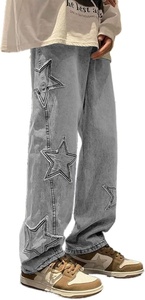 <span class=keywords><strong>Jeans</strong></span> <span class=keywords><strong>Boyfriend</strong></span> da <span class=keywords><strong>Uomo</strong></span> YUNBOFEI Y2K a Vita Media, Denim Traspirante Eco-Friendly, Stile Hip Hop Streetwear Harajuku - Product Image 4