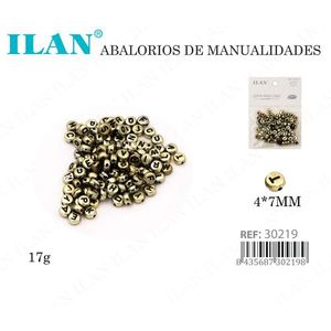 Perline con lettere Ilan oro 4x7mm per artigianato 17g - Product Image 3