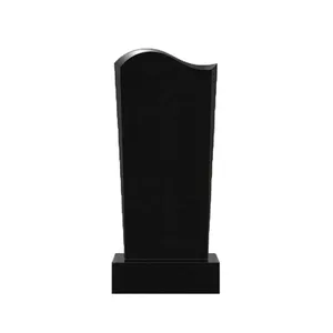 Customized Upright Tombstone European Style Headstone Natural Stone Gravestone Black Granite Monument for Grave