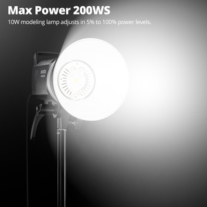 <span class=keywords><strong>Flash</strong></span> de studio photo léger avec monture Bowens, récepteur sans fil intégré 2,4 GHz, 300 W, Ms300v - Product Image 2