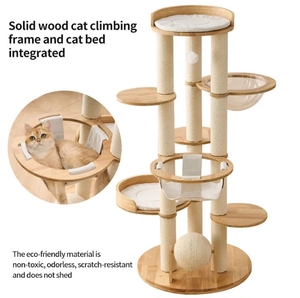 <span class=keywords><strong>Arbre</strong></span> à <span class=keywords><strong>chat</strong></span> en chêne de luxe, grand format, avec griffoir, lit, <span class=keywords><strong>hamac</strong></span>, balles, condo, escaliers et perchoir supérieur, mobilier pour chatons - Product Image 3