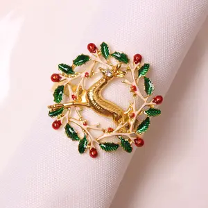 Ornamentos de mesa de Natal Guardanapo de alce com fecho de guirlanda anel de guardanapo