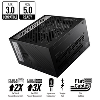 Alimentation MSI MPG A750G PCIE 5.0 750W avec 80 GOLD entièrement modulaire pour jeux, prise en charge du câble 12VHPWR, compatible ATX 3.0 4070