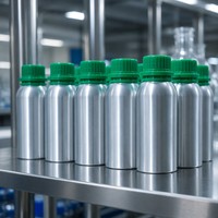 Bouteille en aluminium poli miroir de 300 ml avec bouchon vert, opaque, hermétique, pour huiles essentielles naturelles, écologiques et biologiques