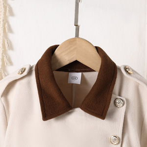 <span class=keywords><strong>Manteau</strong></span> en laine mélangée à manches longues avec ceinture à la taille et boutons latéraux, nouvelle collection automne-hiver pour les grands enfants - Product Image 3