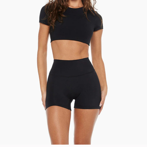 L230743 mujeres Yoga gimnasio Fitness conjuntos deportes ropa deportiva camisa corta Athleisure entrenamiento gimnasio Yoga pantalones correr deportes <span class=keywords><strong>Leggins</strong></span> conjunto - Product Image 4