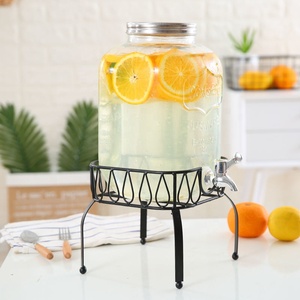 Grand récipient de stockage pour boissons, jus, vin, verre à boire, fabrication de bière artisanale, bocal en verre Mason avec couvercle à vis en métal et sortie - Product Image 4