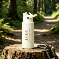 Bouteille d'eau avec revêtement en caoutchouc, anti-fuite, double couvercle, bouteille à boire en acier inoxydable, paroi intérieure plaquée cuivre, 1 litre, thermos