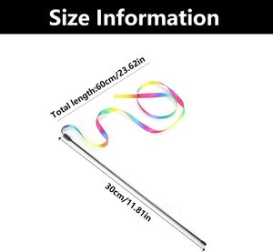 En gros, Baguette interactive arc-en-ciel pour chat avec ruban coloré et breloque, pour chatons - Product Image 2
