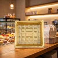 Plateau jetable en PET de qualité alimentaire couleur or personnalisé pour chocolats, biscuits et chips, avec logo de la marque MINXING