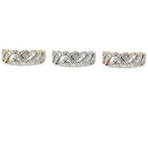 Bague de fiançailles et de mariage classique pour femme, en or blanc 18 carats, diamant naturel taille brillant, bande torsadée fine, sur mesure - Product Image 4