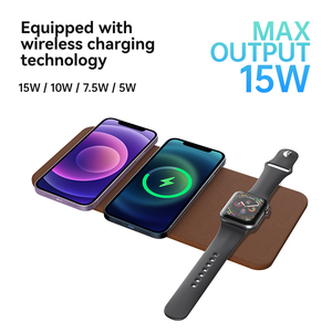 NEWQI Portable Magnetic <strong>Wireless</strong> Charger PU Leather <strong>Case</strong> Fast <strong>Charging</strong> for Compliant Type-C Port for Mobile Phone Earphones - Product Image 3
