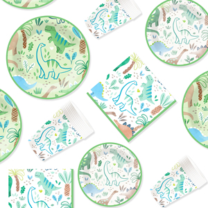 DAMAI Nuevo Juego de Vajilla Desechable de Papel con Diseño de Animales para Fiestas Infantiles, Platos, Vasos y Servilletas con Temática de Dinosaurios - Product Image 4