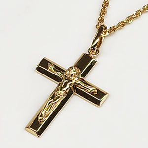Charme de pendentif grande croix vintage en or massif 18 carats de conception simple pour les cérémonies religieuses - Product Image 3