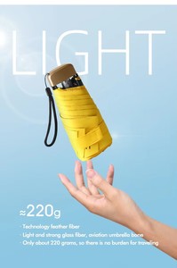 Mini parapluie de poche, longueur 18 cm, épaisseur 4 cm, UPF50+, pliable, pour soleil et pluie, portable, pliage manuel, tissu en nylon 190T - Product Image 2