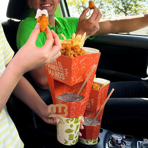 Nouveau design tendance : Support de transport pour frites, poulet, burger, boissons et collations avec compartiment à sauce intégré - Product Image 5