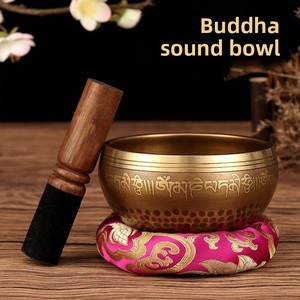 Bol sonore rond fait main du Népal, mantra bouddhiste à six caractères, pour la méditation, <span class=keywords><strong>chant</strong></span> <span class=keywords><strong>tibétain</strong></span>, et nettoyage des oreilles - Product Image 3