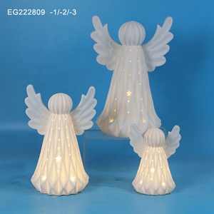 Porcelana branca cerâmica anjo estatueta Natal xmas ornamentos - Product Image 3