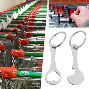 Stainless Steel Bottle Opener Keychain Heart Shape <b>Shopping</b> Cart Token Thickened Durable Key Accessory For <b>Supermarket</b> <b>Trolley</b> - Product Image 1