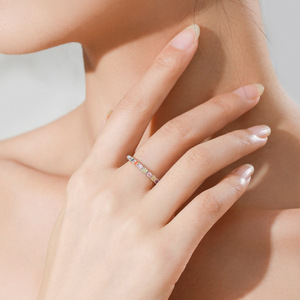 Ensemble unique de bague et boucles d'oreilles en argent sterling 925 avec zircon coloré, élégant, simple et charmant, style japonais et coréen - Product Image 6