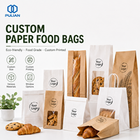 Sacs en papier kraft imprimés sur mesure avec fenêtre, qualité alimentaire, pour boulangerie, pain, biscuits, sandwichs, avec logo