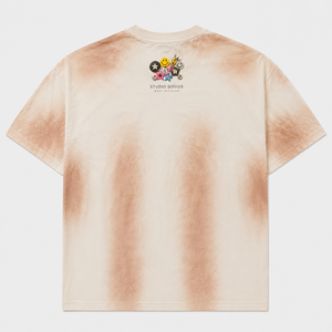 Camiseta de algodón 300GSM personalizada con lavado vertical efecto barro, corte oversize y holgado, estampado gráfico cruzado multicolor, estilo streetwear para hombre - Product Image 2