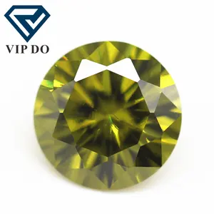 Low price factory wholesale 5A quality 0.8mm-20mm round cut peridot/dark peridot cubic zirconia loose gems artificial CZ stones