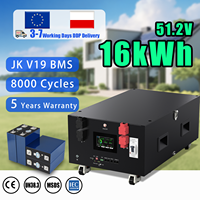 Paquete de Baterías LiFePo4 de 51.2V 314AH con 8000 Ciclos, 250A de Corriente, Garantía de 5 Años, Stock PL, con BMS JK V19 para Almacenamiento Solar Doméstico