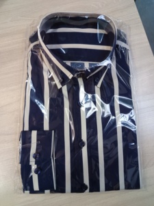 Camisasエレガンス長袖ブルーとホワイトストライプ男性スリムフィットシャツ - Product Image 2