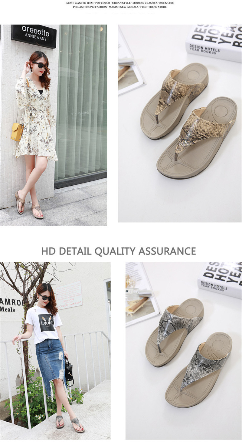 Snakeskin Leopard Print Wedges Flip Flops Slippers Large Size Flip-flop Women's Shoes Wholesale