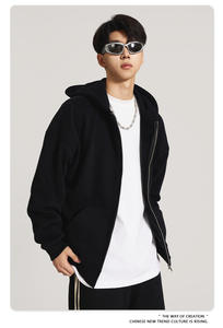 BEW0215 Wholesale Heavyweight 420GSM 100%Cotton Blank <b>Cropped</b> Custom Oversized Drop Shoulder Streetwear <b>Zip</b> up <b>Hoodie</b> for Men - Product Image 4