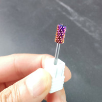 Fraise à ongles en céramique 3/32\" (6,0 mm) à coupe droite, grande taille, violette, professionnelle, portable, pour le retrait de gel acrylique, outil de manucure