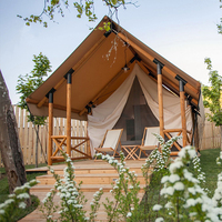 Tente de villégiature quatre saisons durable, structure en bois massif de qualité supérieure, hébergement de luxe pour le glamping, une chambre et un salon intégrés