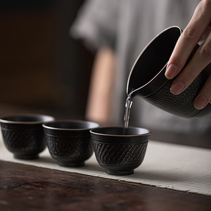 Black Silver Plated <b>Tea</b> Cup Round Handcrafted Jump Knife Vintage Kung Fu <b>Tea</b> <b>Set</b> Home Use Single Cup - Product Image 5