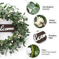 Couronne de plantes artificielles Feuilles d'eucalyptus artificielles Couronne d'eucalyptus Vigne Porte suspendue