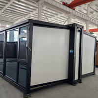 Maison préfabriquée portable avec toit plat à double aile, largeur pliée de 700 mm seulement, cuisine et salle de bain complètes