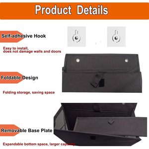 Over Door Shoe Rack <b>Black</b> Oxford Fabric Wall Hanging Organizer With Adhesive <b>Hook</b> Storage Holder For Shoes - Product Image 4
