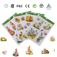 Autocollant lapin et œufs de Pâques pour la décoration de la chambre de bébé, autocollant pour fenêtre de réfrigérateur, décoration de la maison