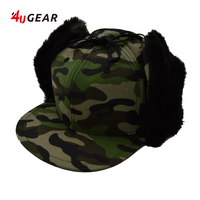 Gorra de béisbol personalizada de camuflaje Rosa desierto azul con orejeras