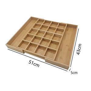器具ホルダー調節可能なカトラリー銀器竹拡張可能な引き出しオーガナイザートレイウッド引き出しディバイダーオーガナイザー - Product Image 5