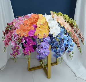 Bất động cảm ứng 9 đầu <span class=keywords><strong>Latex</strong></span> phalaenopsis mới đến Faux sâu màu Hồng Bướm hoa lan hoa nhà khách sạn phòng khách trang trí - Product Image 6