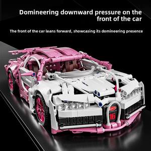 Compatible with for Building <b>Blocks</b> Remote Control Sports Car Puzzle Assembly Racing Car Toy 1-14 Bugatti Pink <b>Plastic</b> - Product Image 3