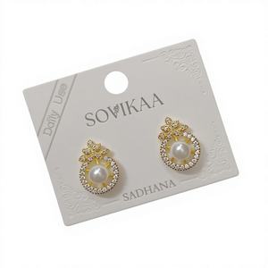 Modernos Pendientes de Perlas Geométricas de Acero Inoxidable Chapados en Oro, Regalos de Joyería para Fiestas - Product Image 1