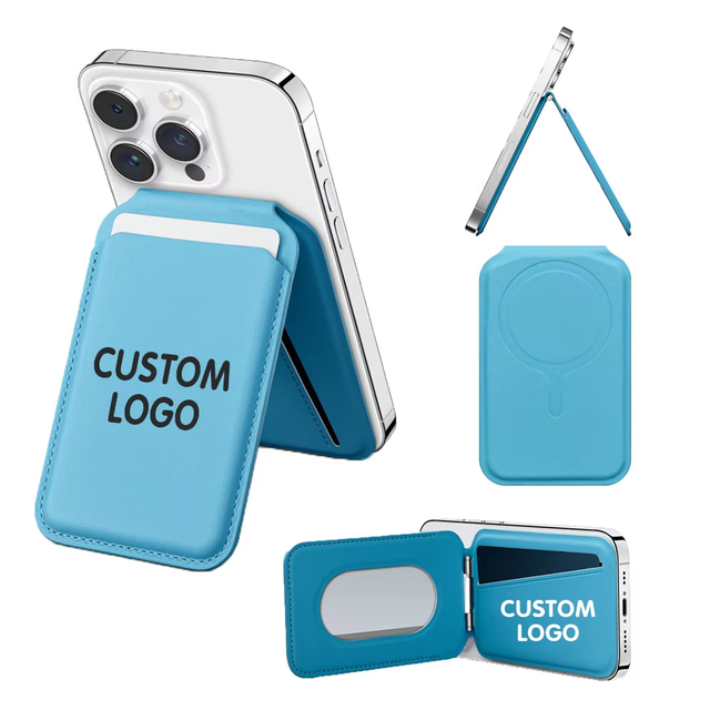 Personalised Folding Leather Magnetic PU Phone Card Holder Organizer with Stand for iPhone 17 Credit Card Storage Wholesale